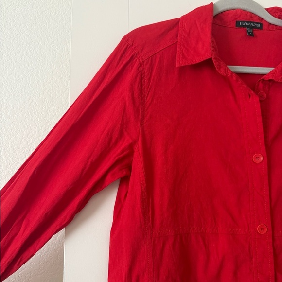 Red Women’s Eileen Fisher Long Sleeve Button Down Shirt - Picture 2 of 5